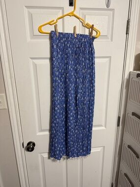 Girlfriends Royal Blue Floral Pleated Maxi Skirt
